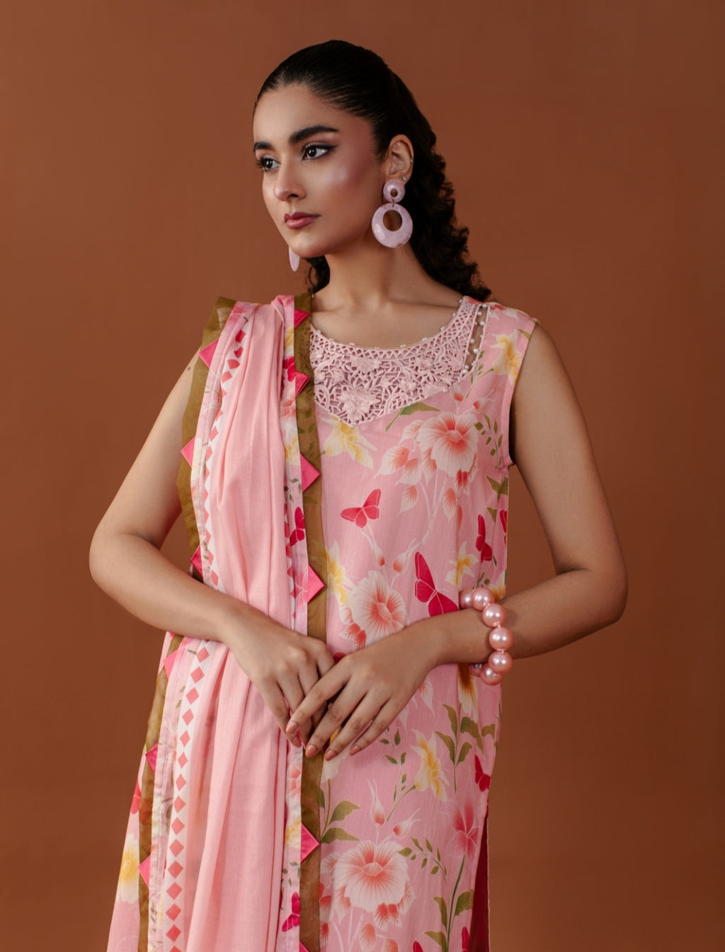 3-Piece Butterfly Printed Lawn Embroidered