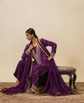 3-Piece Purple Raw Silk Embroidered