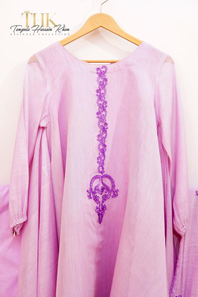 3-Piece Lilac Cotton Paper Frock TAN-0759