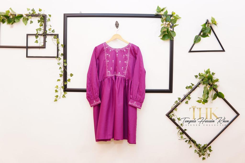 2-Piece Purple Lawn Short Frock TAN-0889