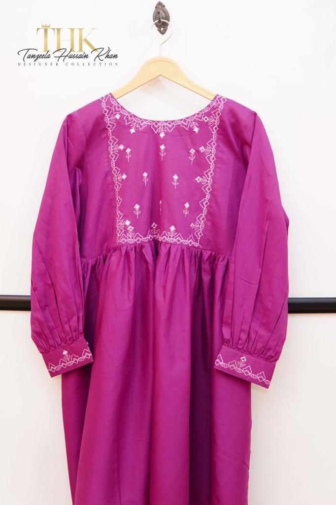 2-Piece Purple Lawn Short Frock TAN-0889