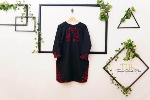 2-Piece Black & Red Organza Suit TAN-0893