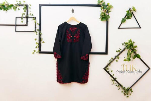 2-Piece Black & Red Organza Suit TAN-0893