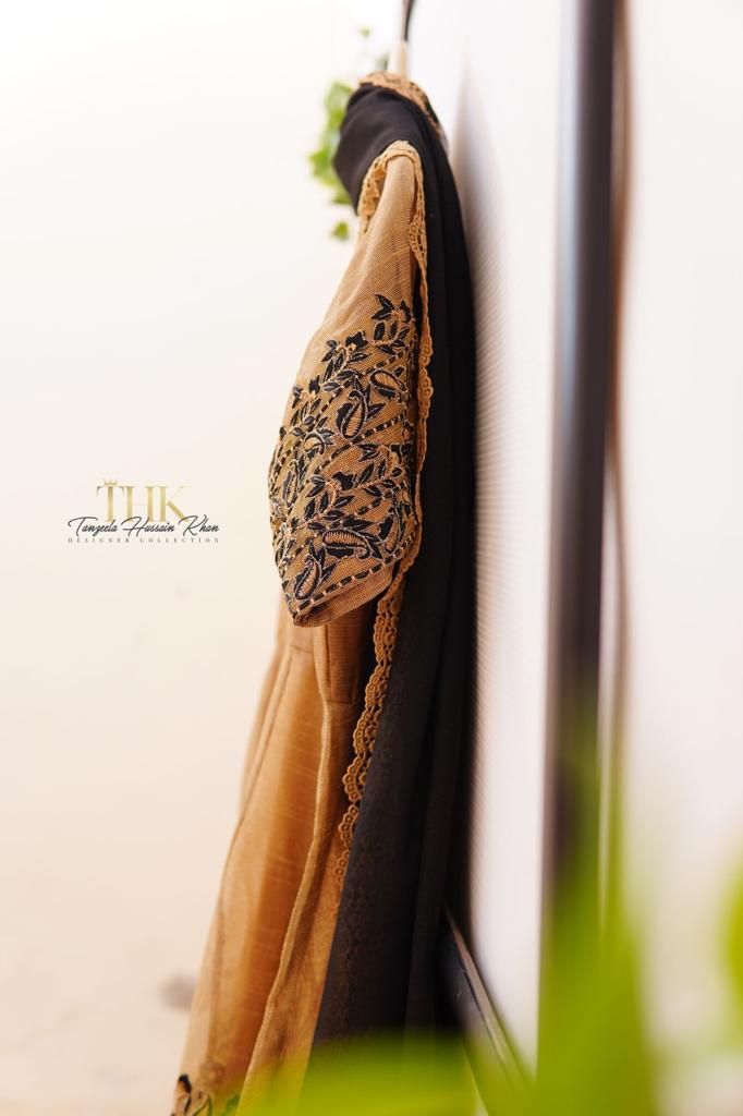 2-Piece Skin Cotton Net Frock TAN-0937