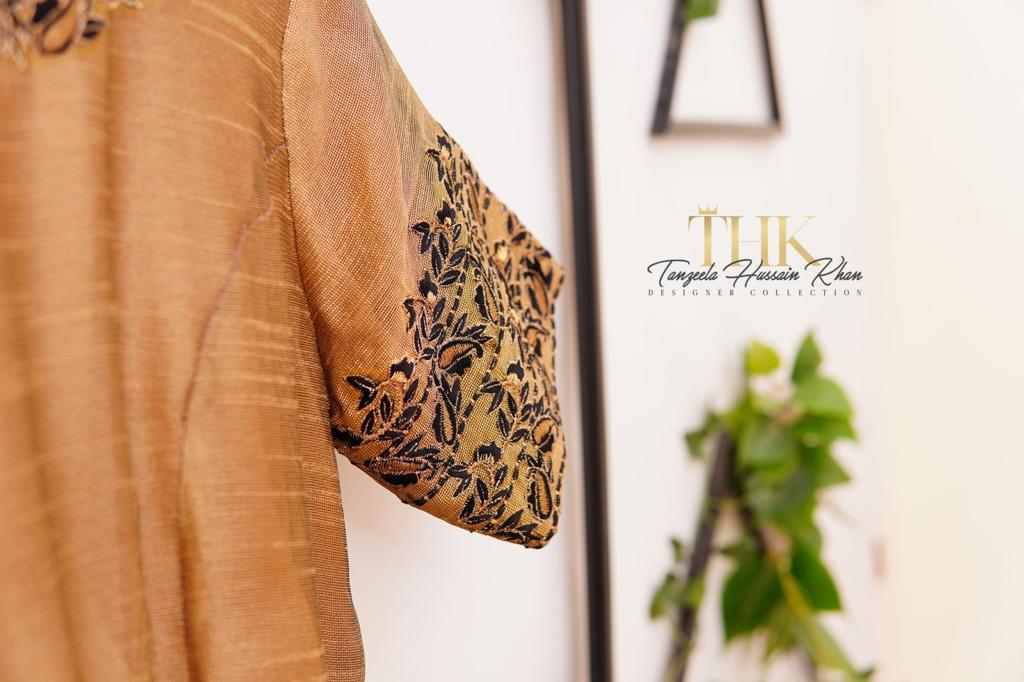 2-Piece Skin Cotton Net Frock TAN-0937