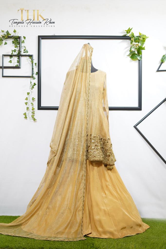 3-Piece Skin Gold Embroidered TAN-0769