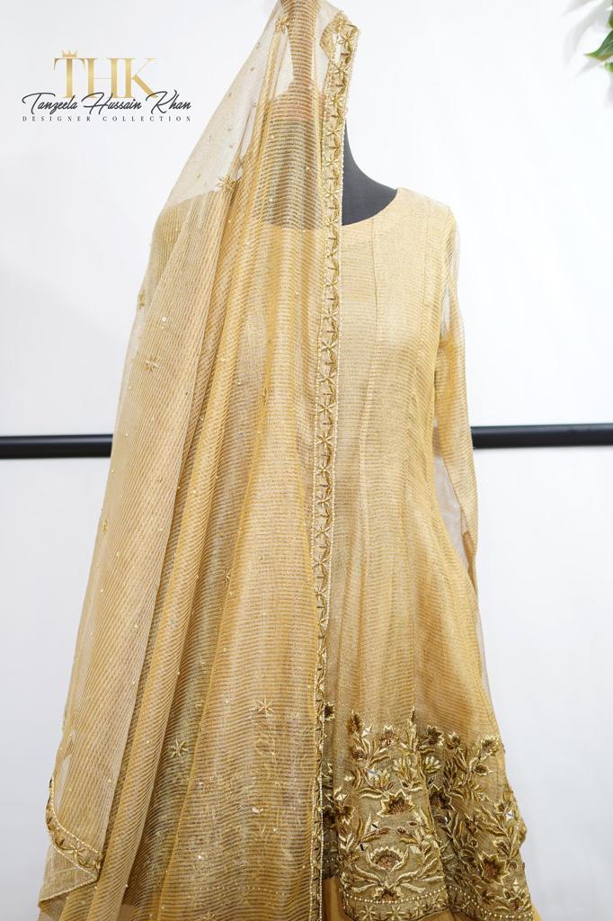 3-Piece Skin Gold Embroidered TAN-0769