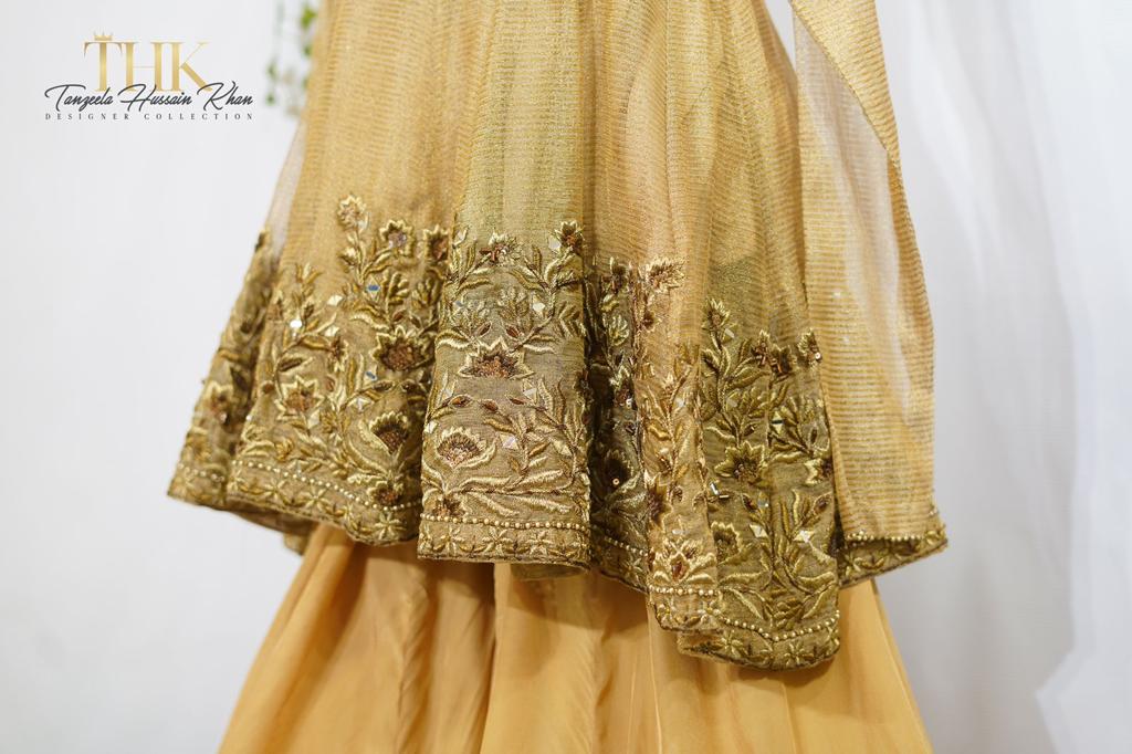 3-Piece Skin Gold Embroidered TAN-0769