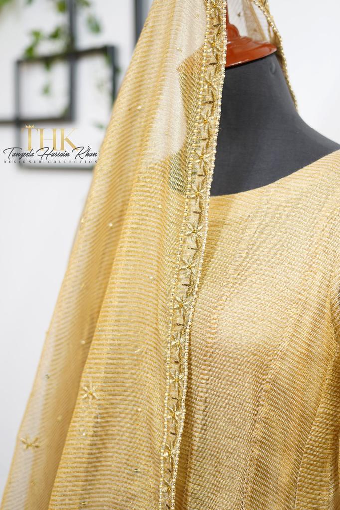 3-Piece Skin Gold Embroidered TAN-0769