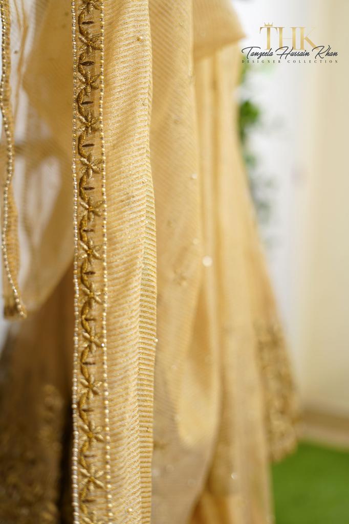 3-Piece Skin Gold Embroidered TAN-0769
