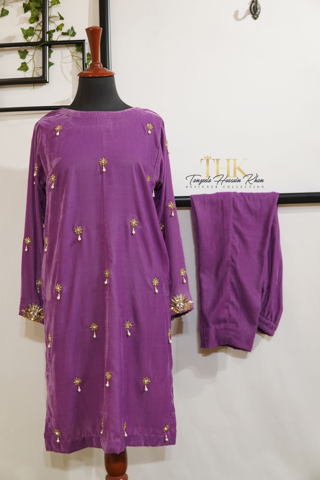 2-Piece Purple Velvet Suit