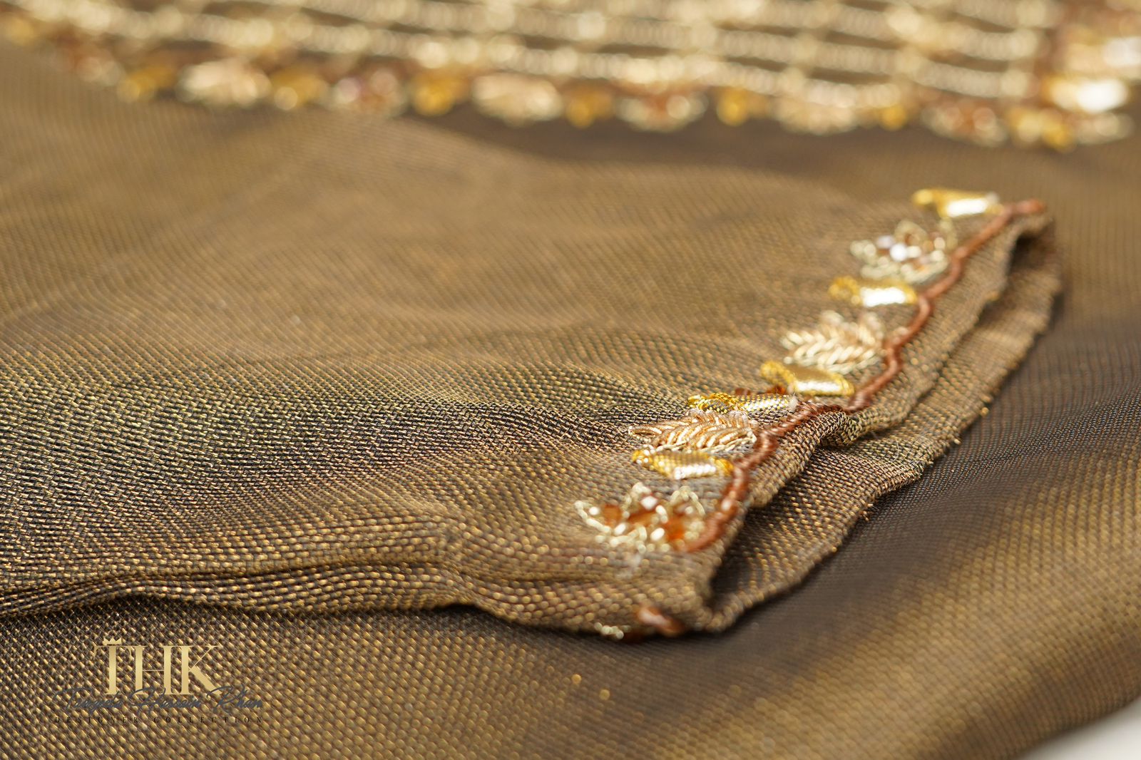 3-Piece Cotton Net Zari Suit TAN-0766