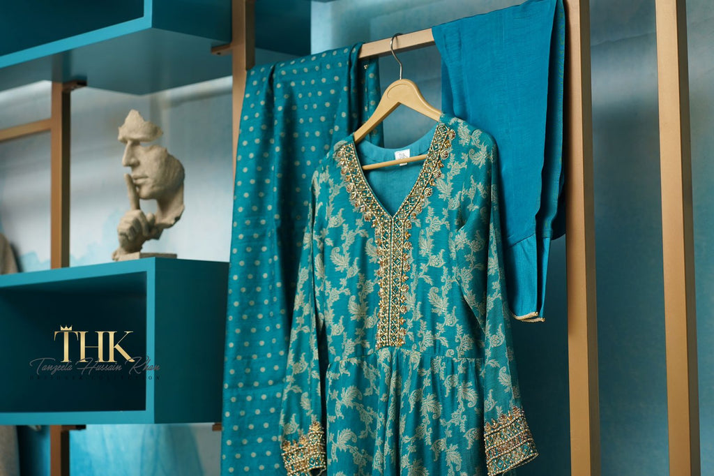 3-Piece Cotton Net Printed Short Frock