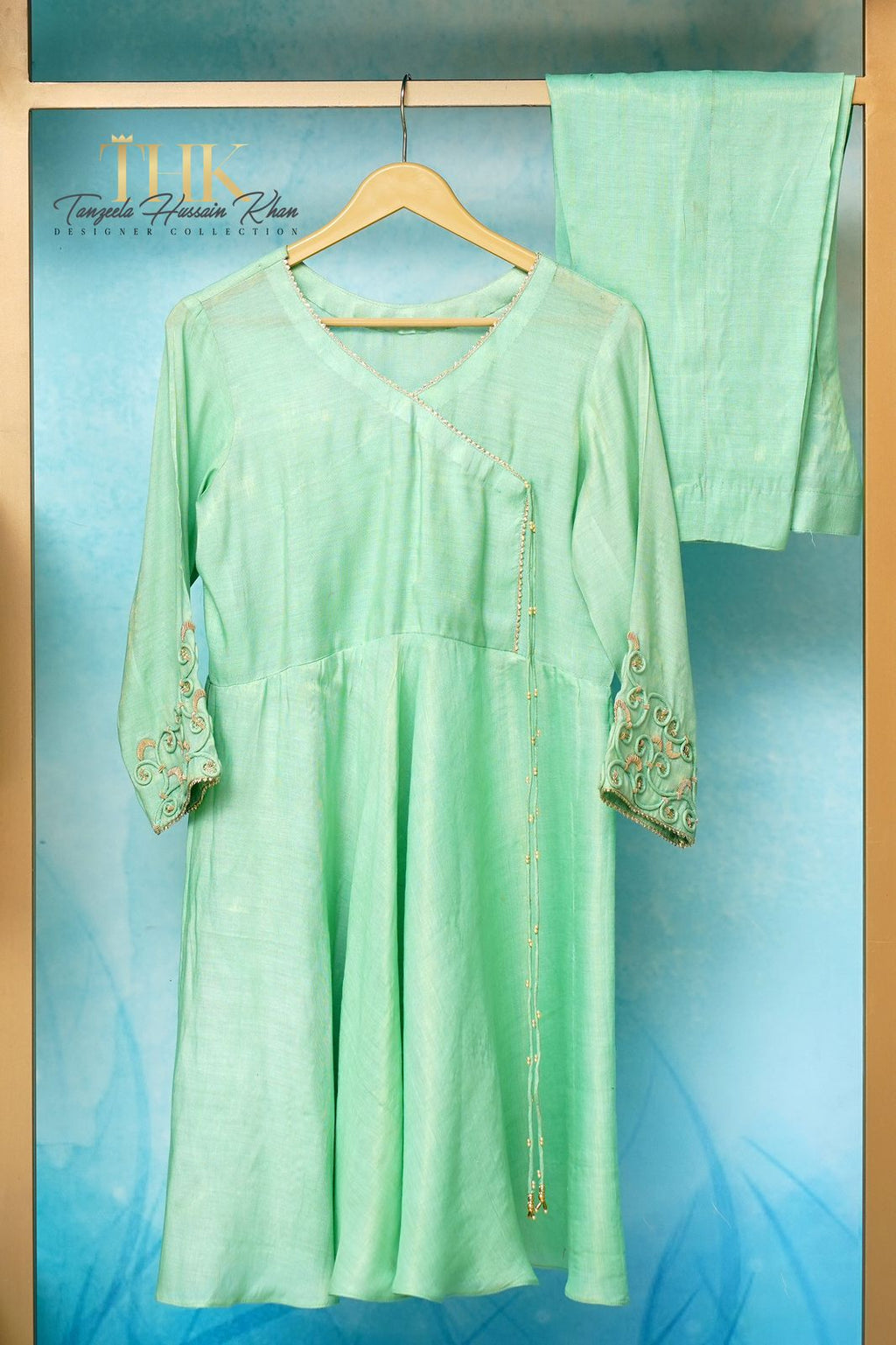 2-Piece Angrakha Frock TAN-0901