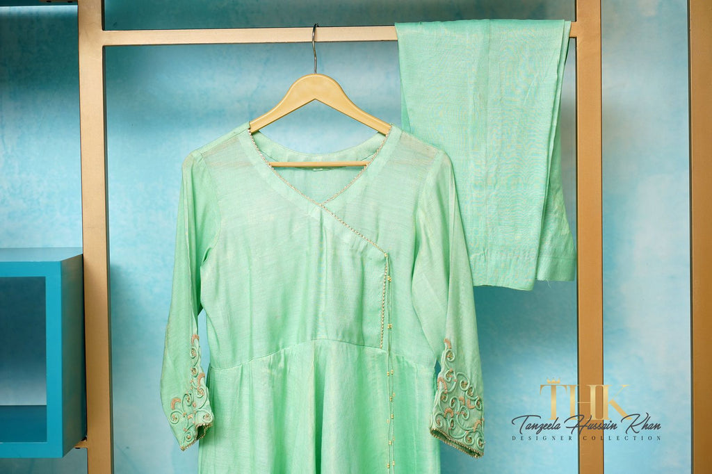 2-Piece Angrakha Frock TAN-0901