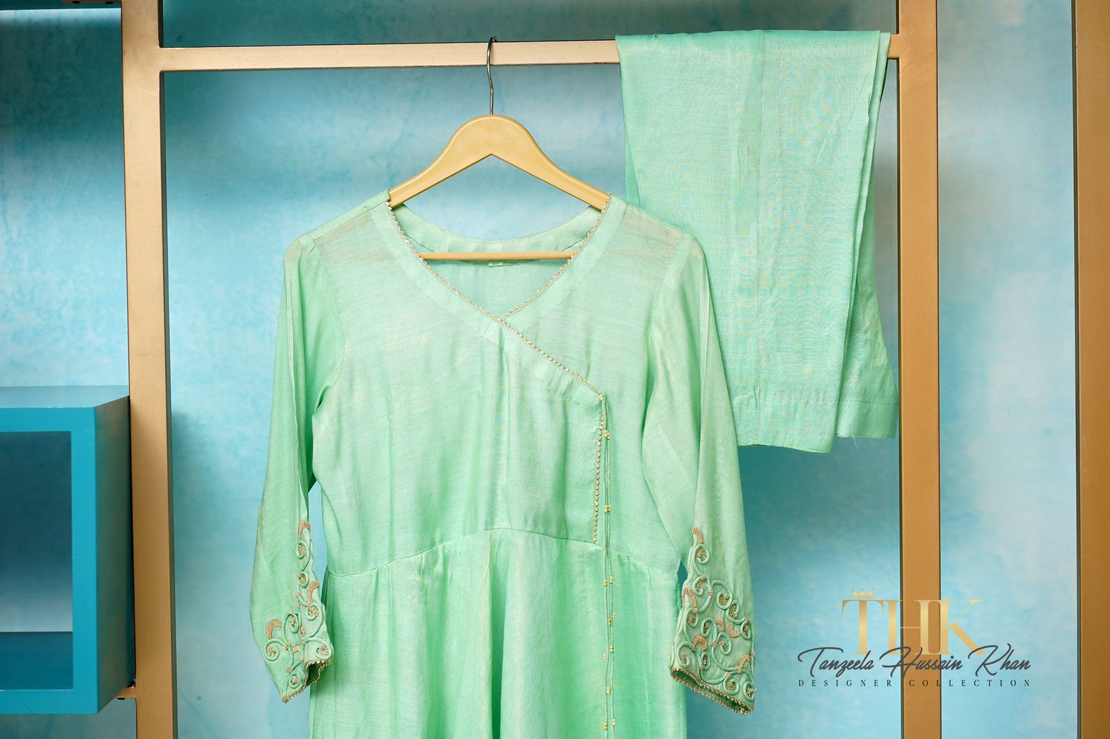 2-Piece Angrakha Frock TAN-0901