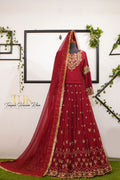 3-Piece Mehroon Net Embroidered TAN-0788