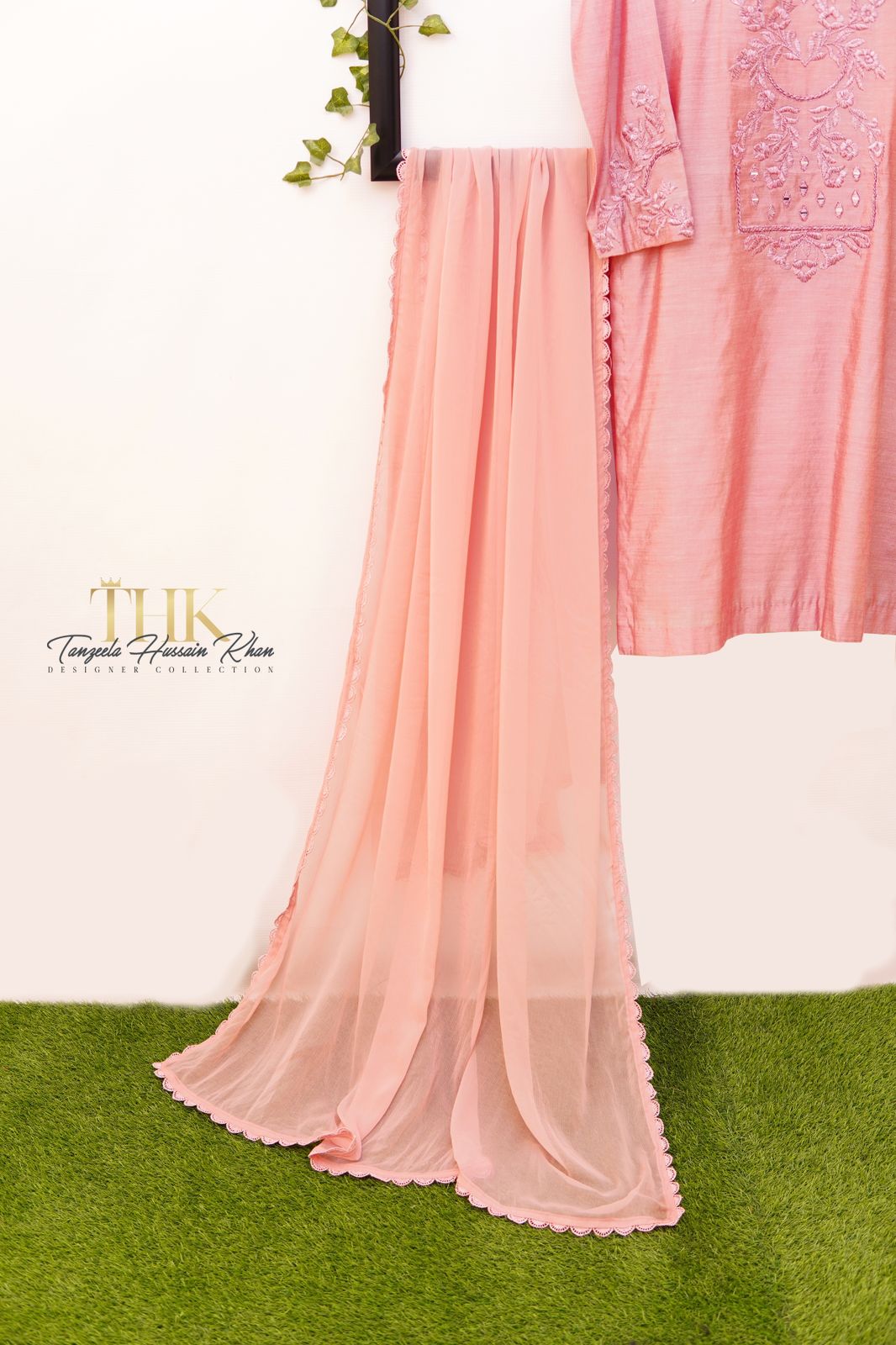 2-Piece Pink Embroidered Shirt TAN-0532