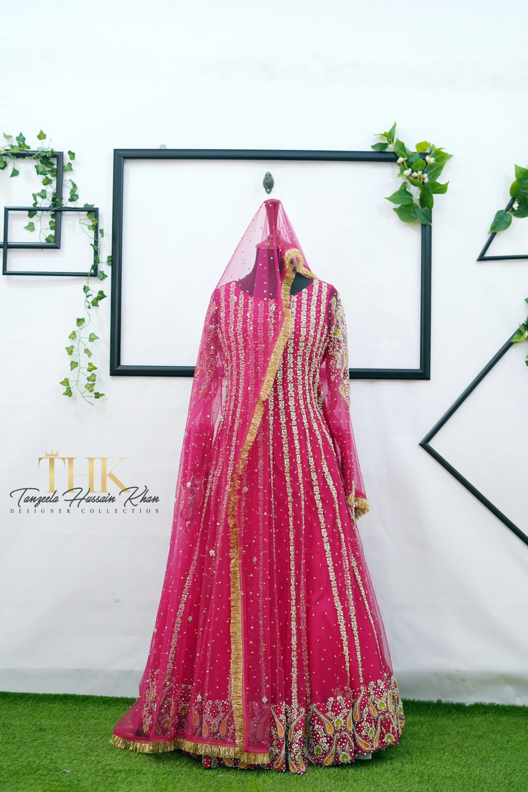 2-Piece Shocking Pink Hand Work Maxi