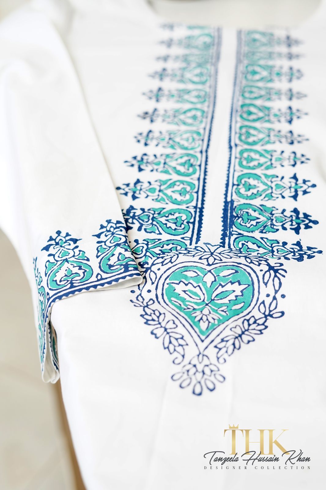 2-Piece White Lawn Block Printed TAN-0571