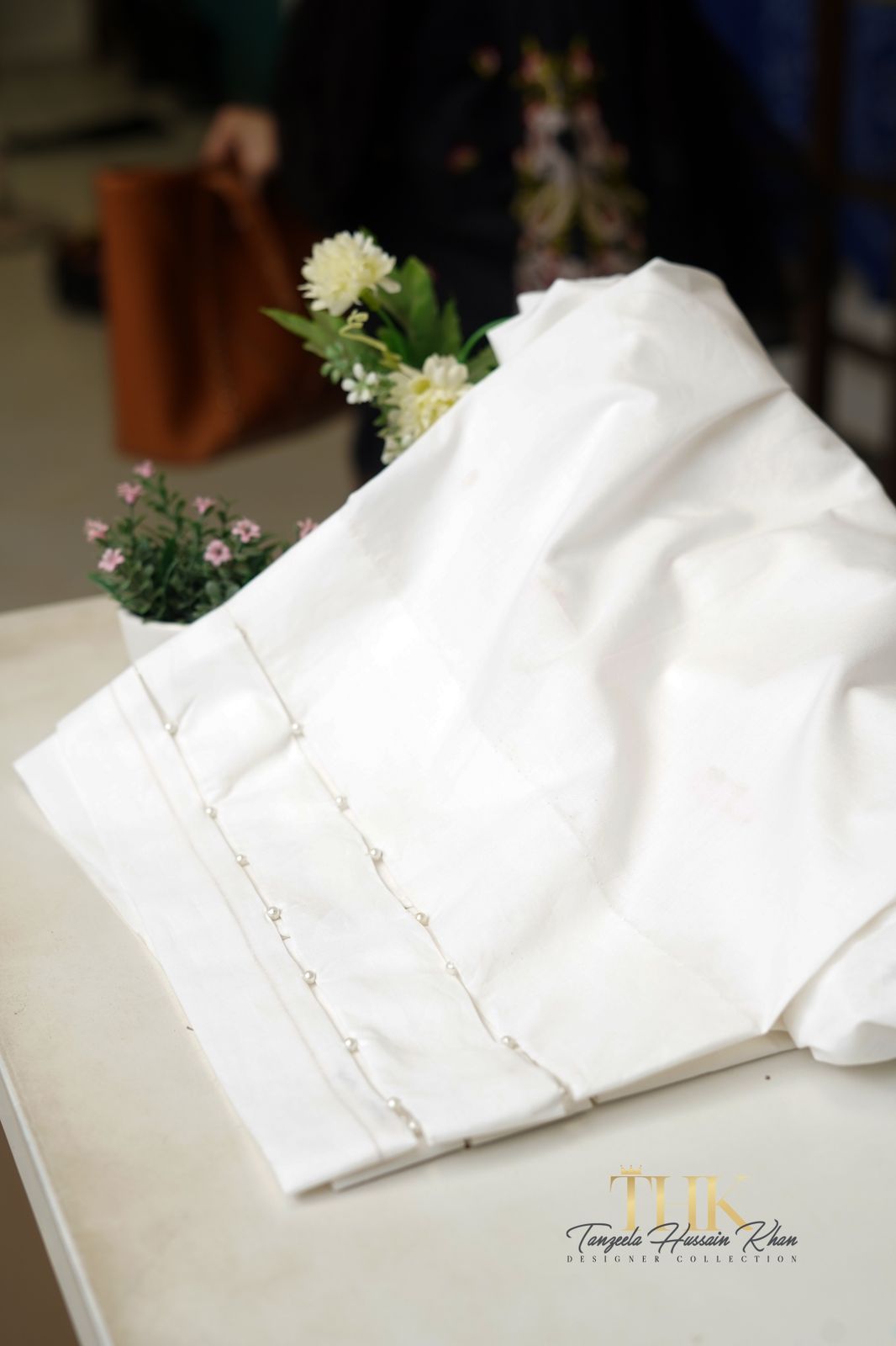 2-Piece White Lawn Block Printed TAN-0571