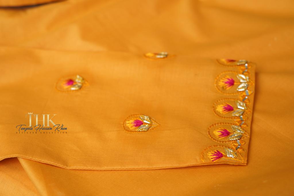 1-Piece Yellow Lawn Gota Shirt TAN-0548