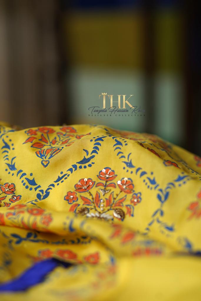 2-Piece Yellow chiffon Silk TAN-0452