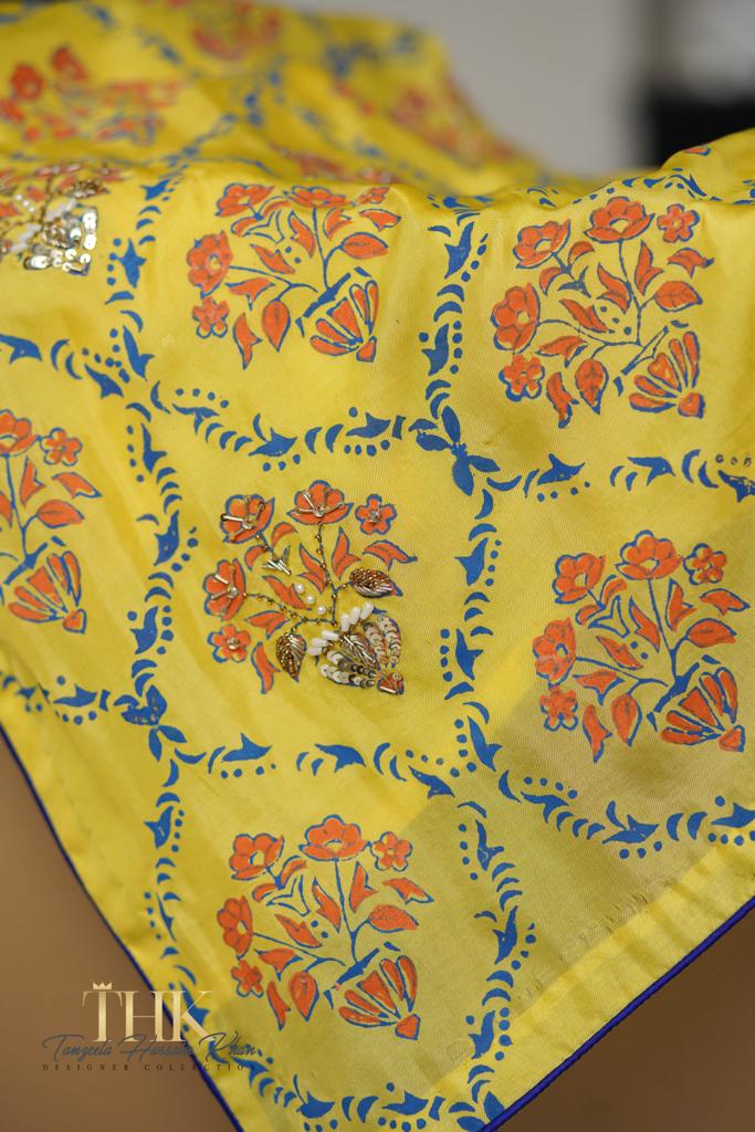 2-Piece Yellow chiffon Silk TAN-0452