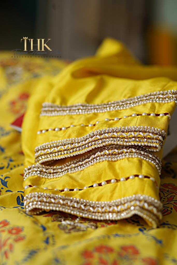 2-Piece Yellow chiffon Silk TAN-0452