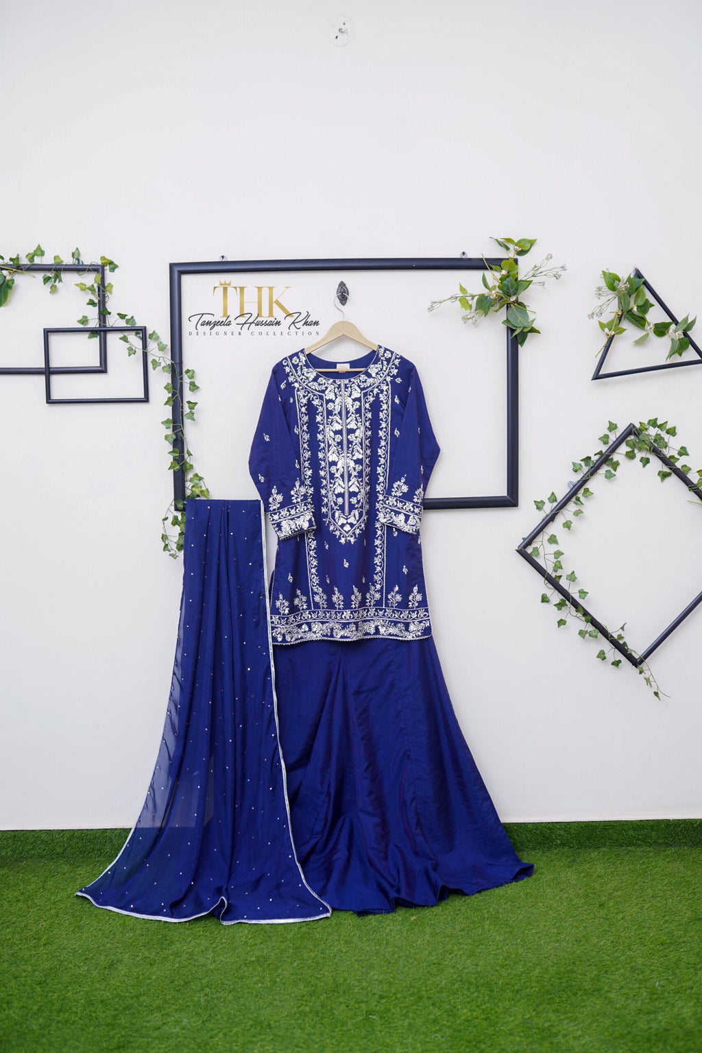 3-Piece Korean silk Embroidered shirt and Sharara