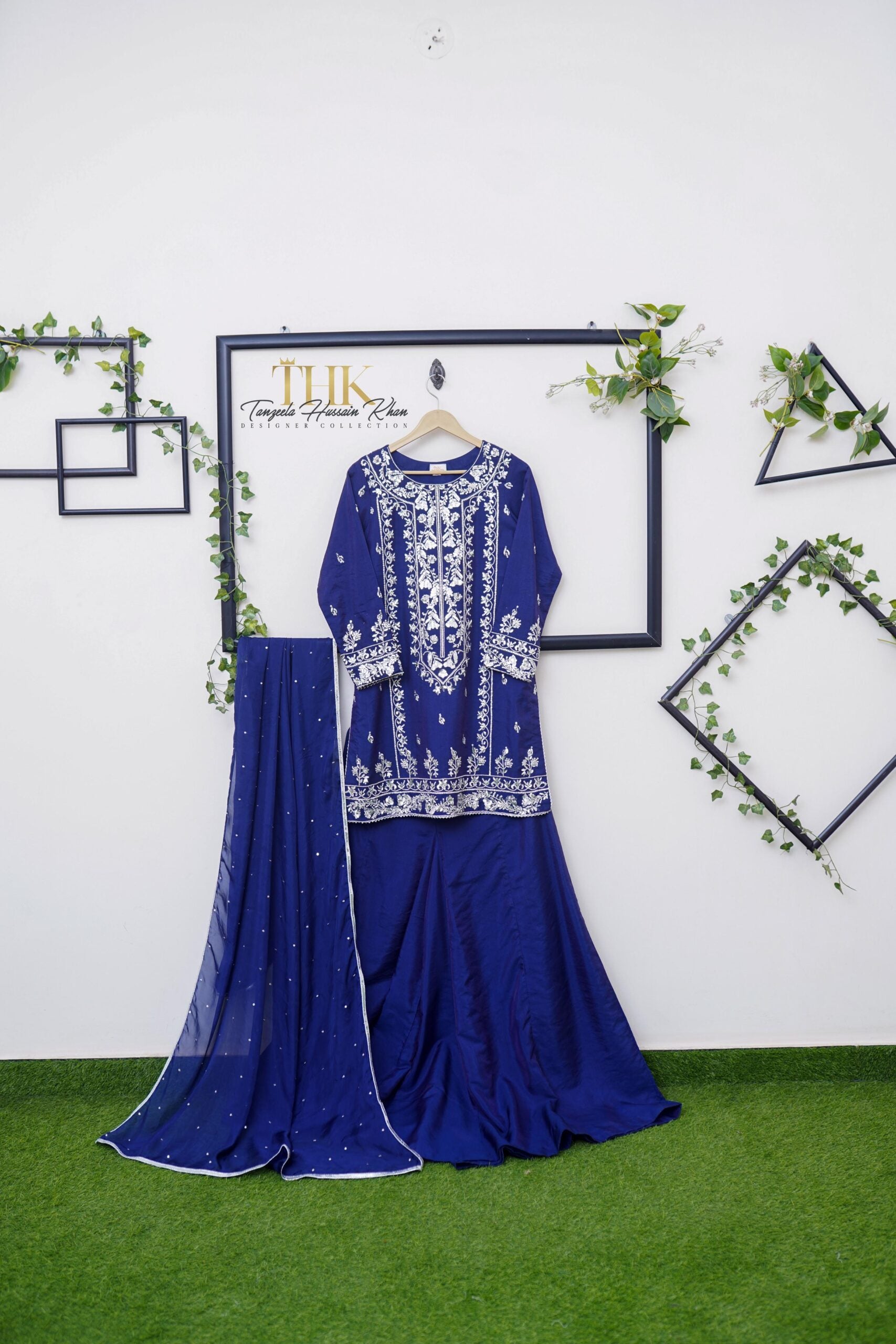3-Piece Korean silk Embroidered shirt and Sharara