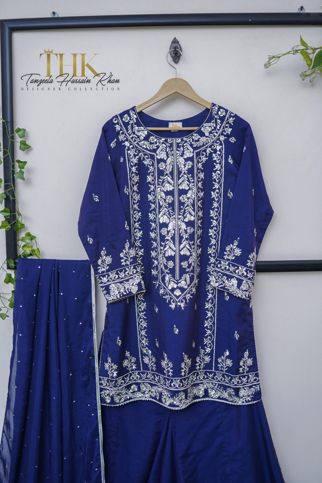 3-Piece Korean silk Embroidered shirt and Sharara