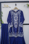 3-Piece Korean silk Embroidered shirt and Sharara