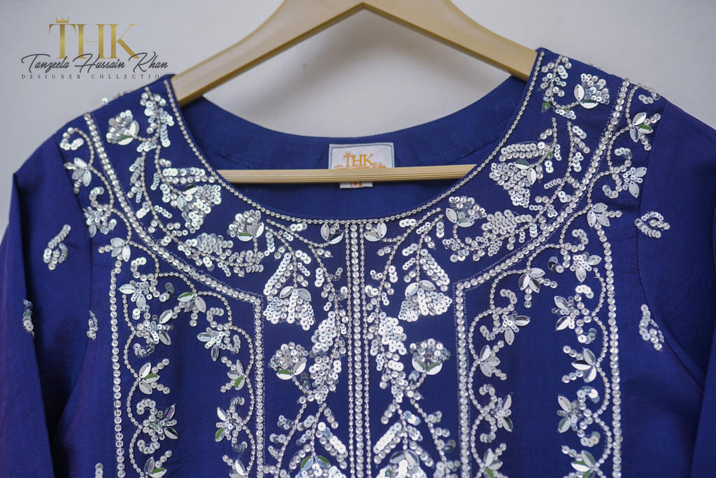 3-Piece Korean silk Embroidered shirt and Sharara