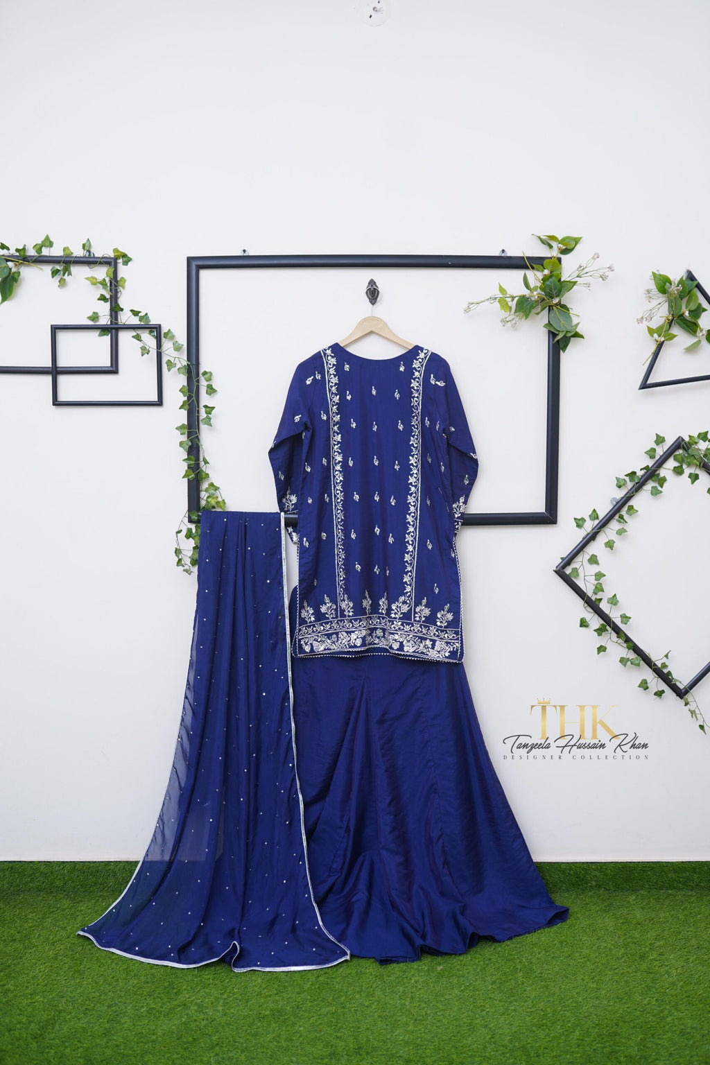 3-Piece Korean silk Embroidered shirt and Sharara