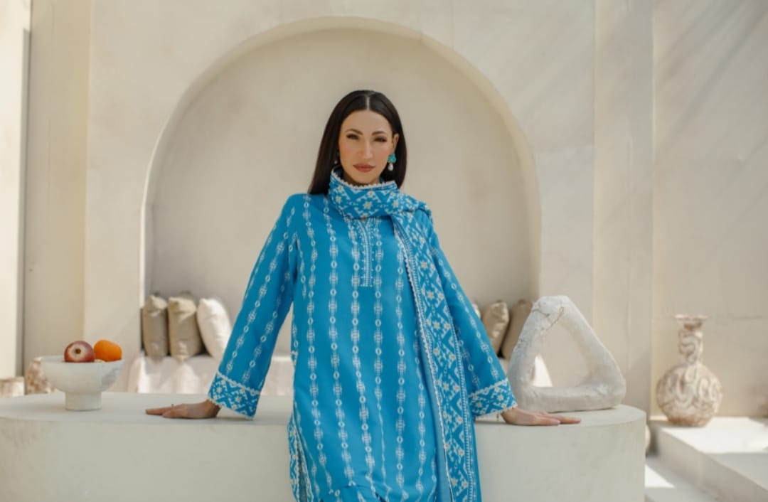 3-Piece Light Blue Printed Lawn