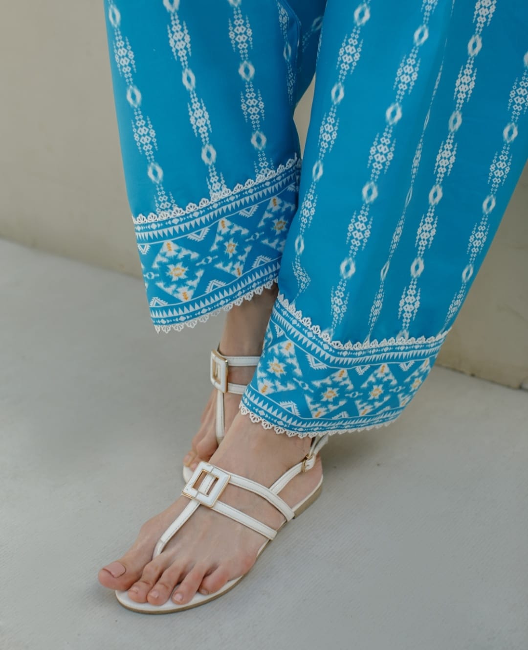 3-Piece Light Blue Printed Lawn