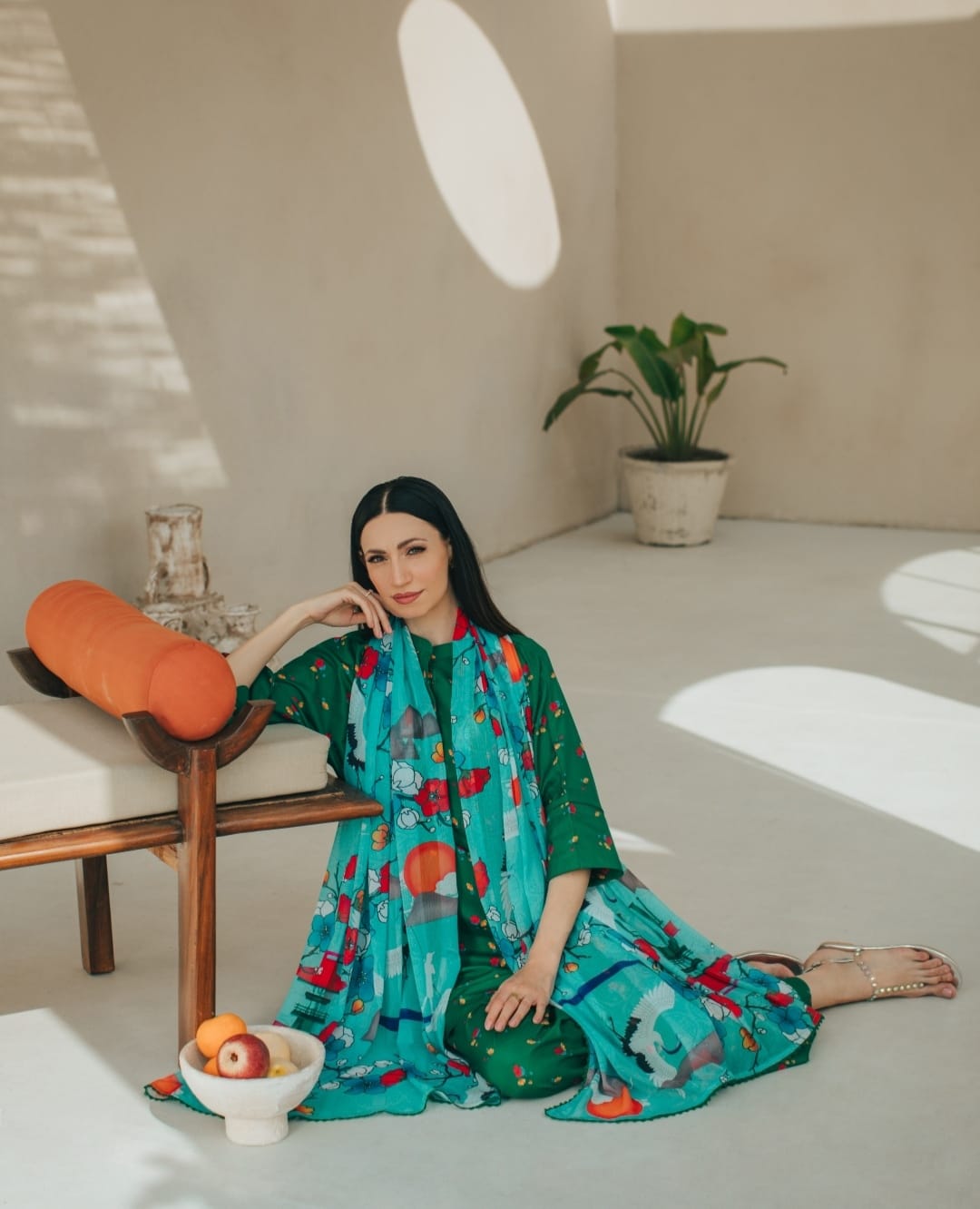 3-Piece Green And Sky Blue Medium Lawn