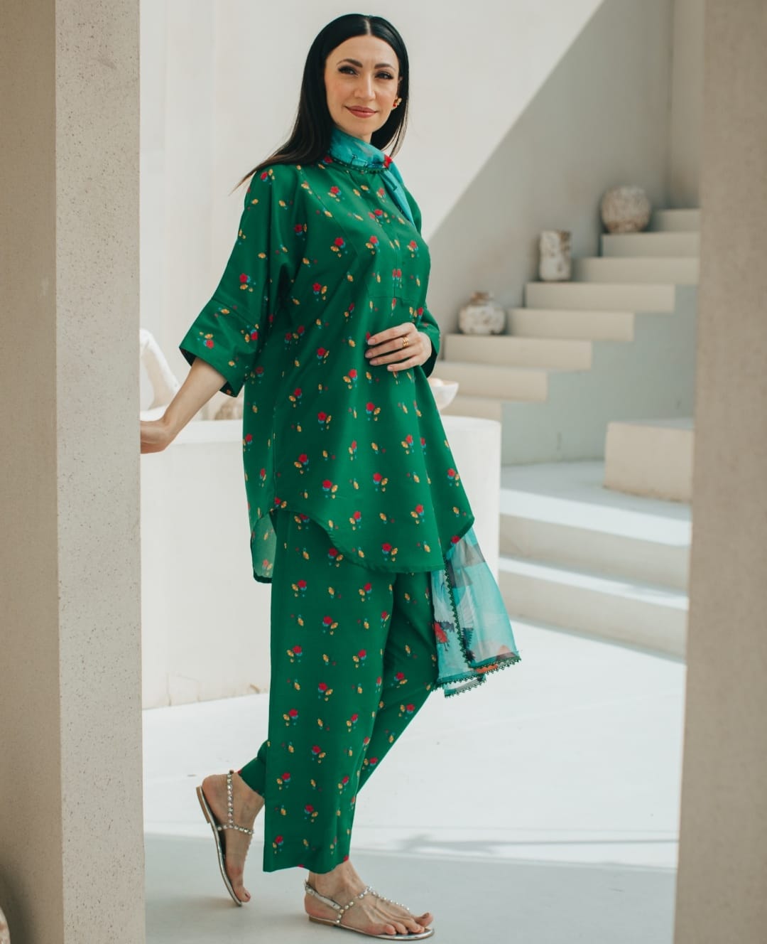 3-Piece Green And Sky Blue Medium Lawn