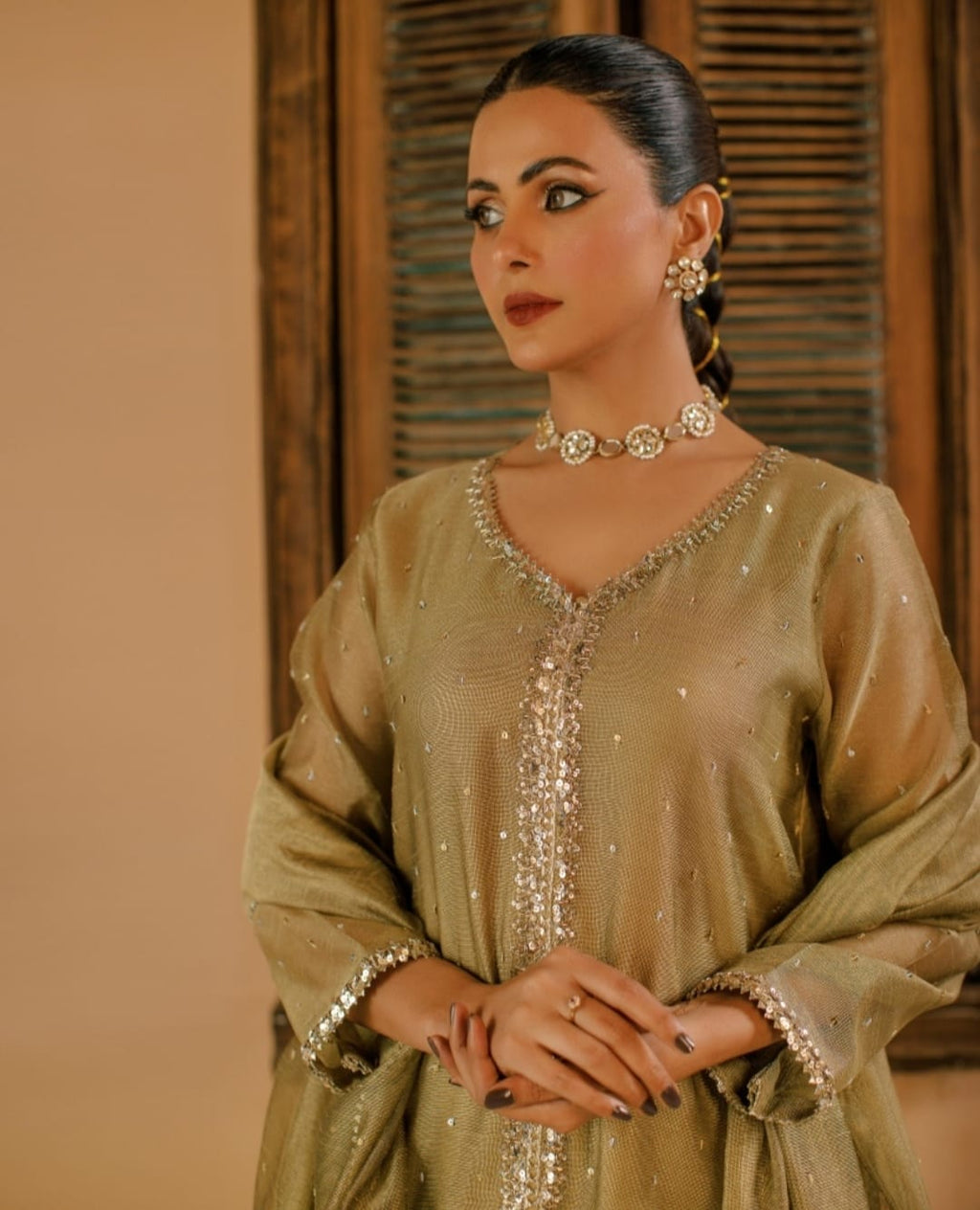 3-Piece Skin Embroidered Cotton Net