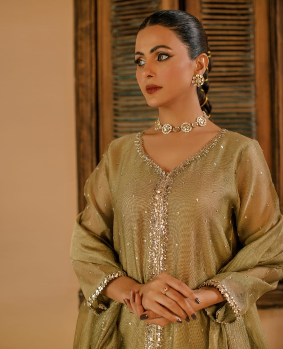 3-Piece Skin Embroidered Cotton Net