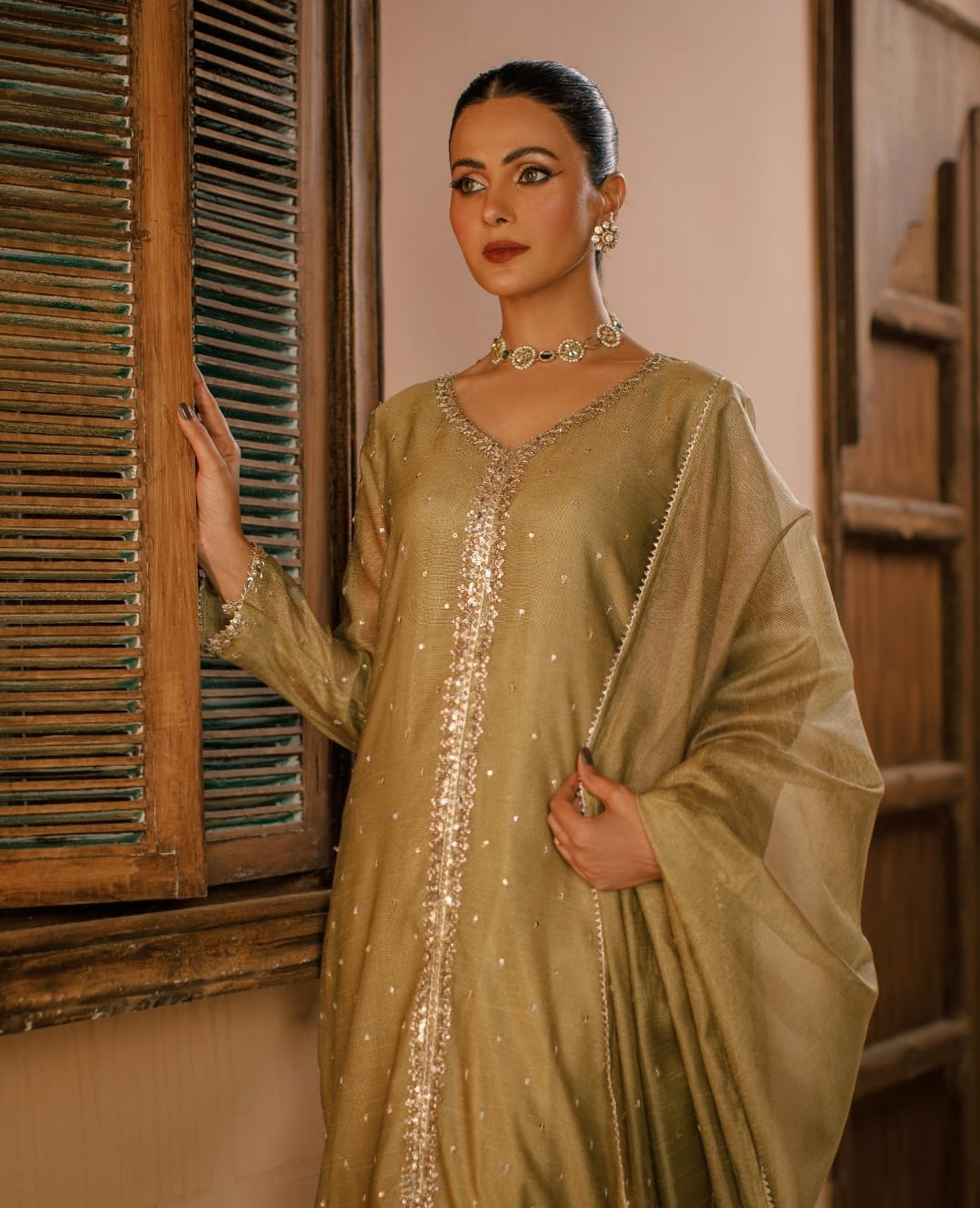 3-Piece Skin Embroidered Cotton Net