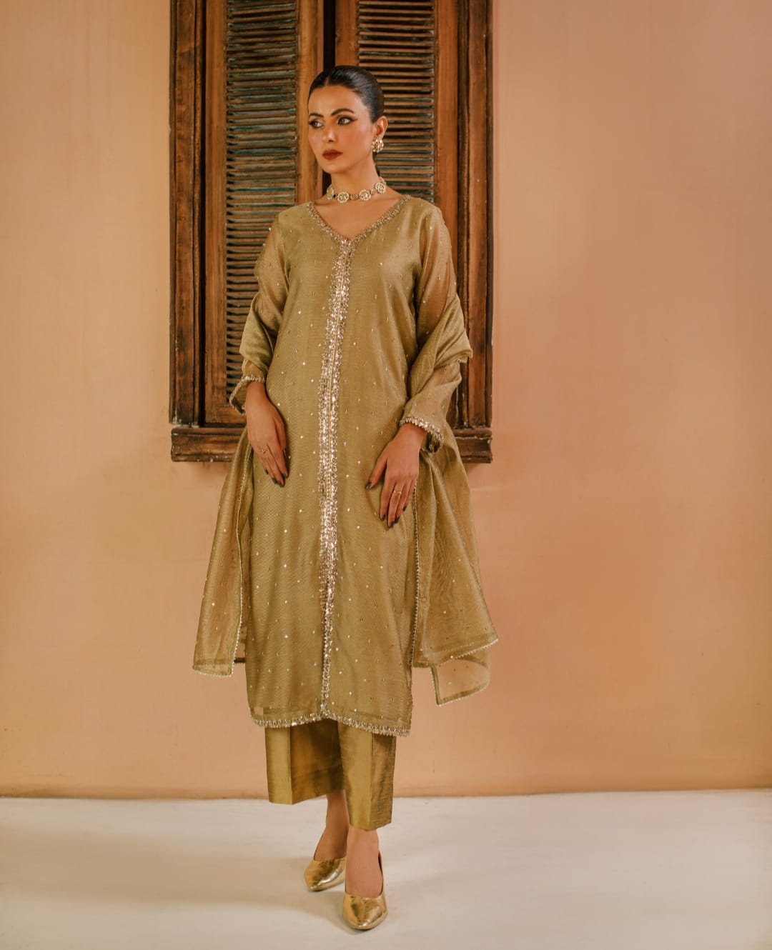 3-Piece Skin Embroidered Cotton Net