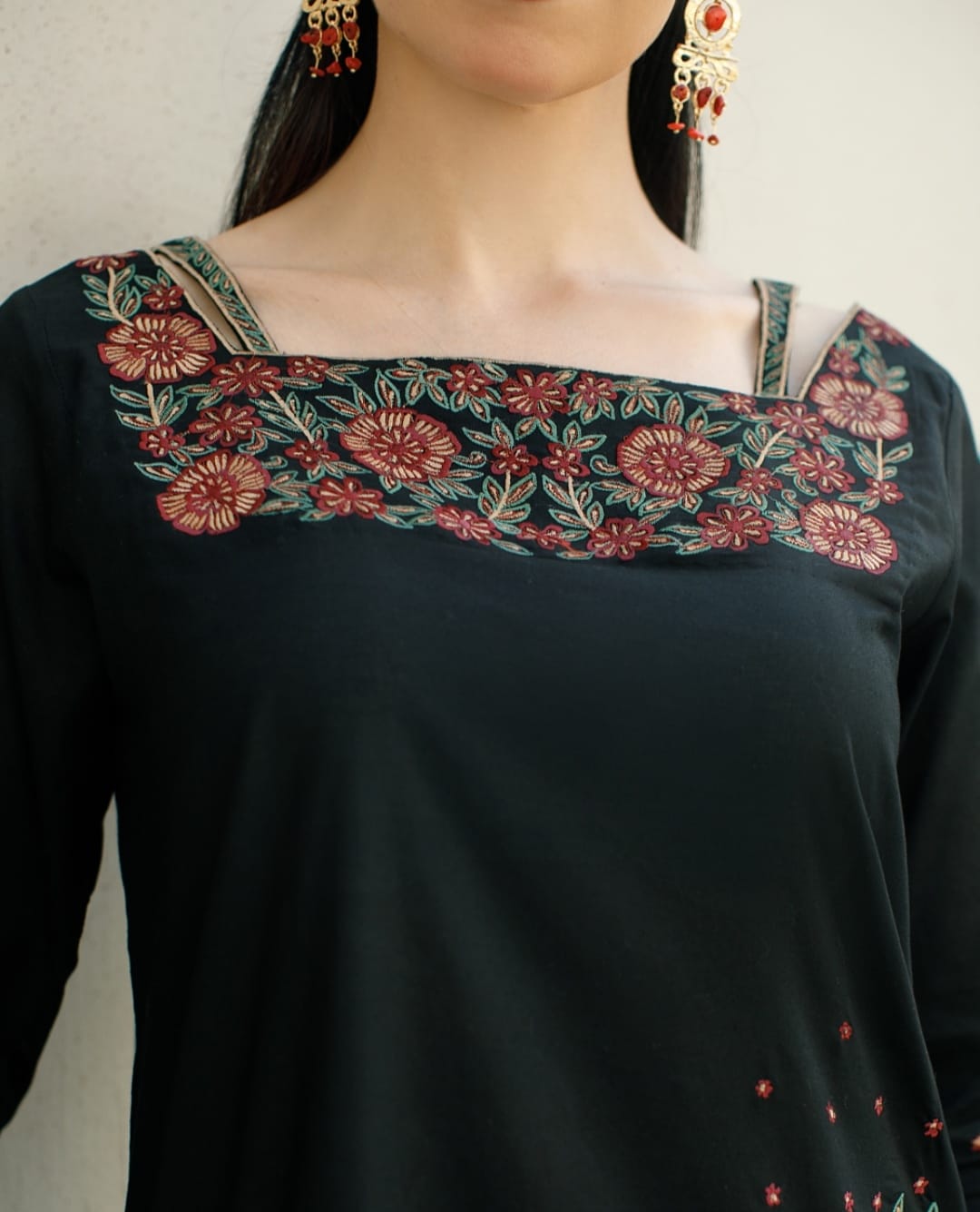 3-Piece Black Embroidered Lawn