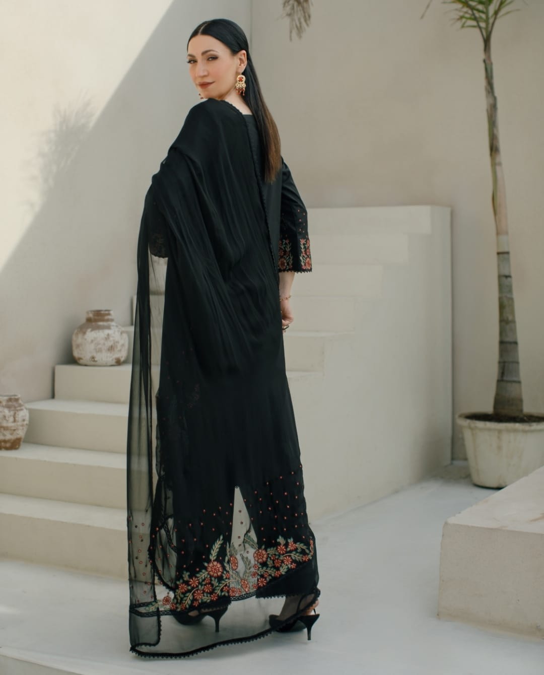 3-Piece Black Embroidered Lawn