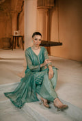 3-Piece Aqua Embroidered Cotton Net