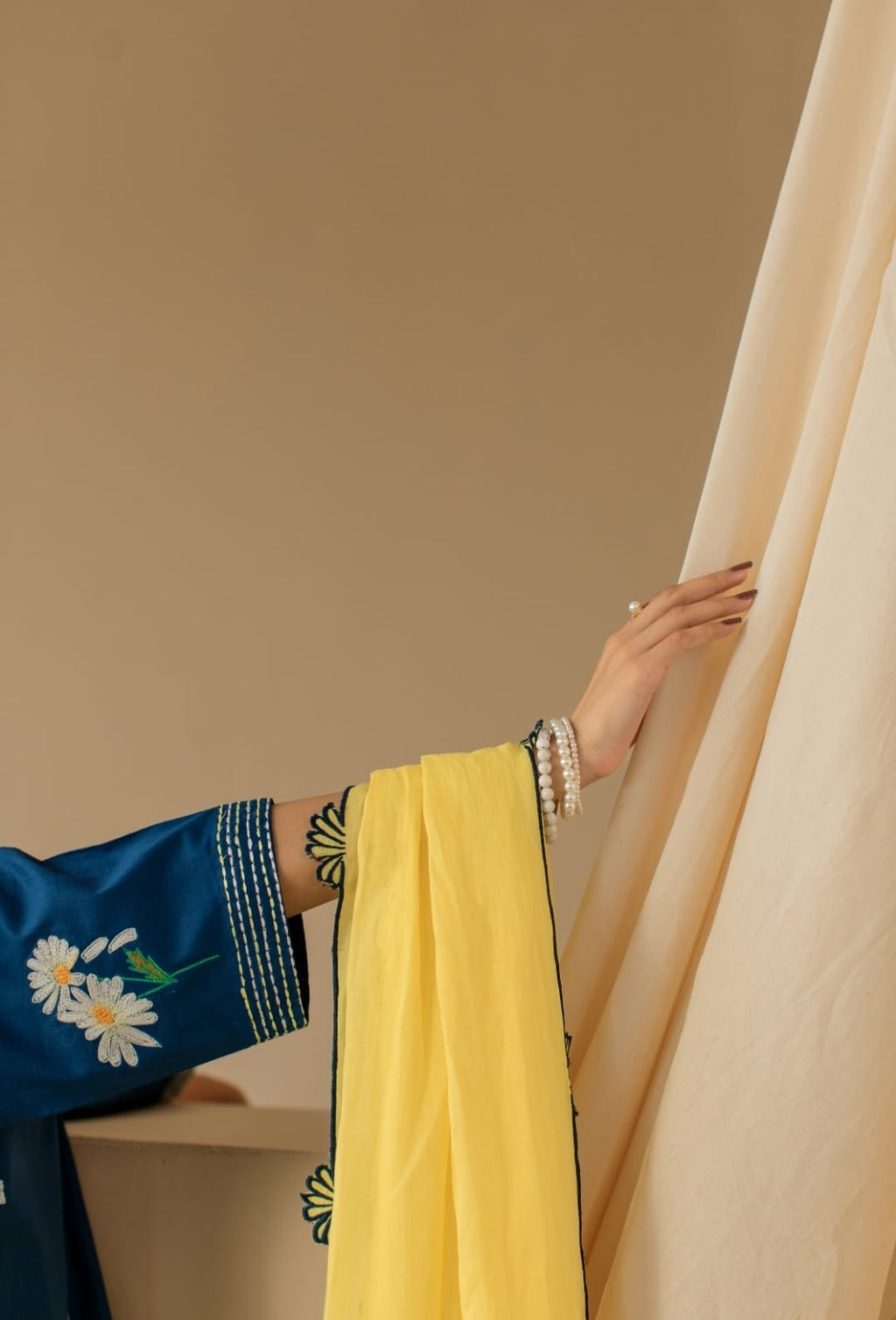 3-Piece Blue Lemon Embroidered Lawn