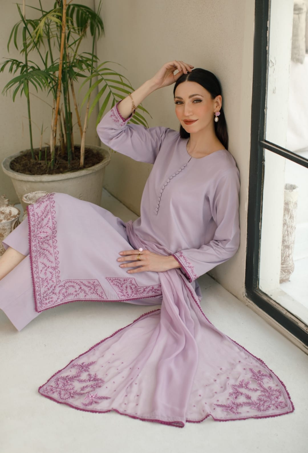 3-Piece Lilac Embroidered Lawn