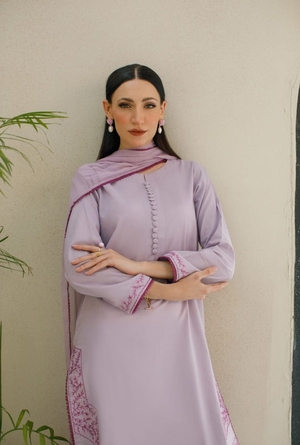 3-Piece Lilac Embroidered Lawn