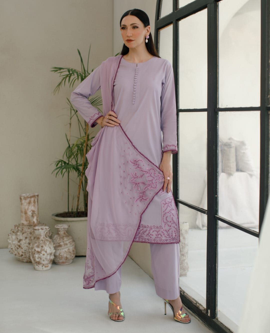 3-Piece Lilac Embroidered Lawn